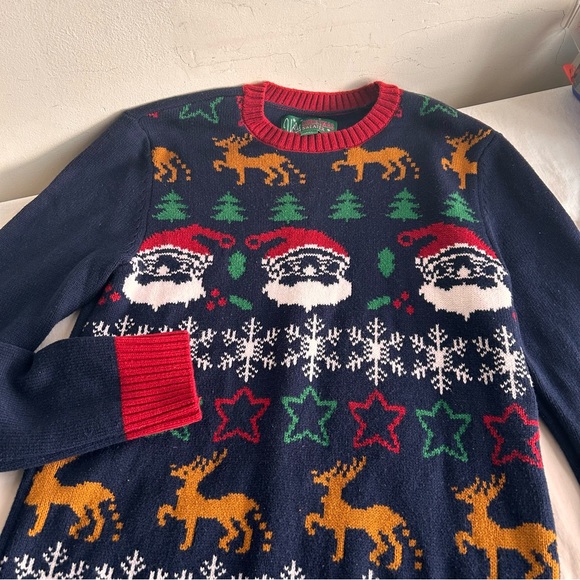 Ugly Christmas Sweater Holiday Santa Reindeers Snow Flakes Trees Stars - Picture 2 of 12